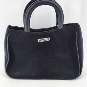Tignanello Shoulder Bag Black Nylon Handbag PVC Trim Soft Tote Purse